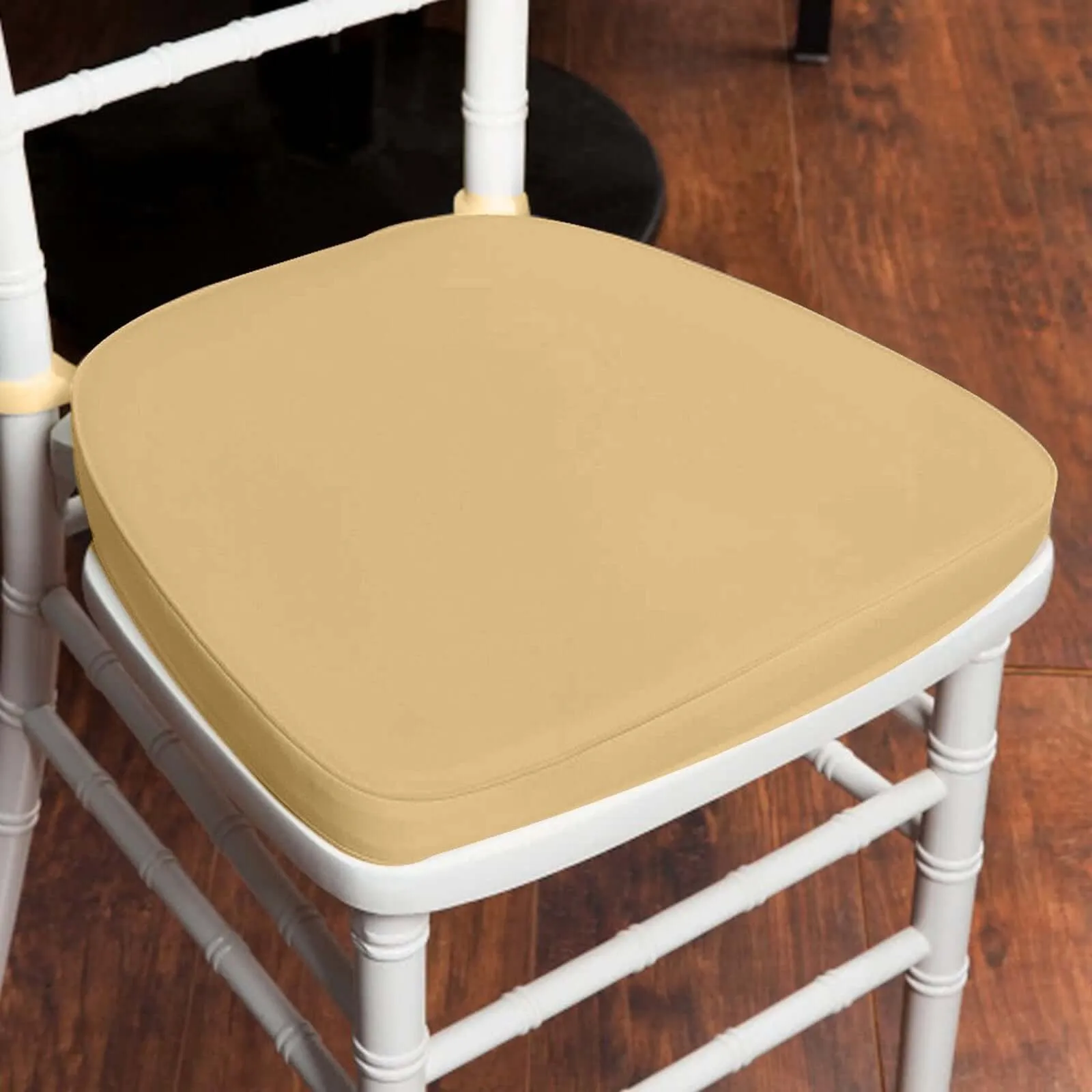 1.5" Thick Champagne Chiavari Chair Pad, Memory Foam Seat Cushion With Ties and Removable Cover