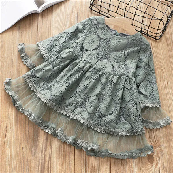 2-7 year girls clothing spring autumn new fashion flower princess dress girls clothes girls dress