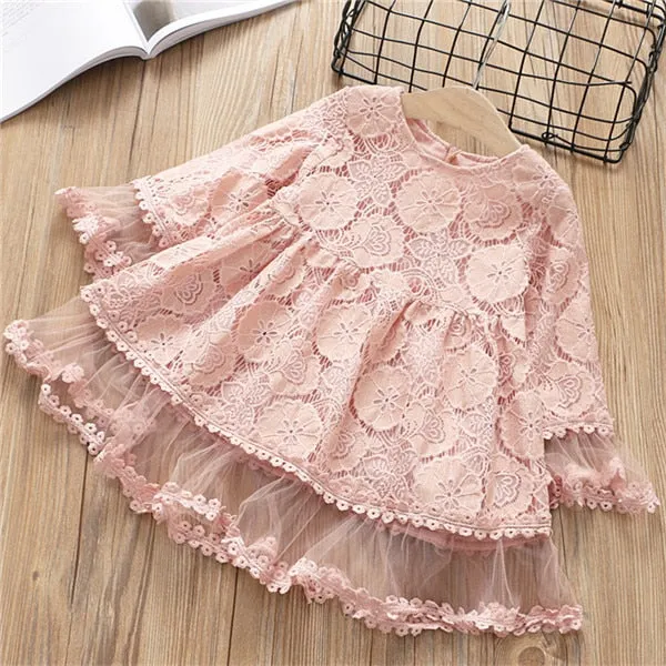 2-7 year girls clothing spring autumn new fashion flower princess dress girls clothes girls dress