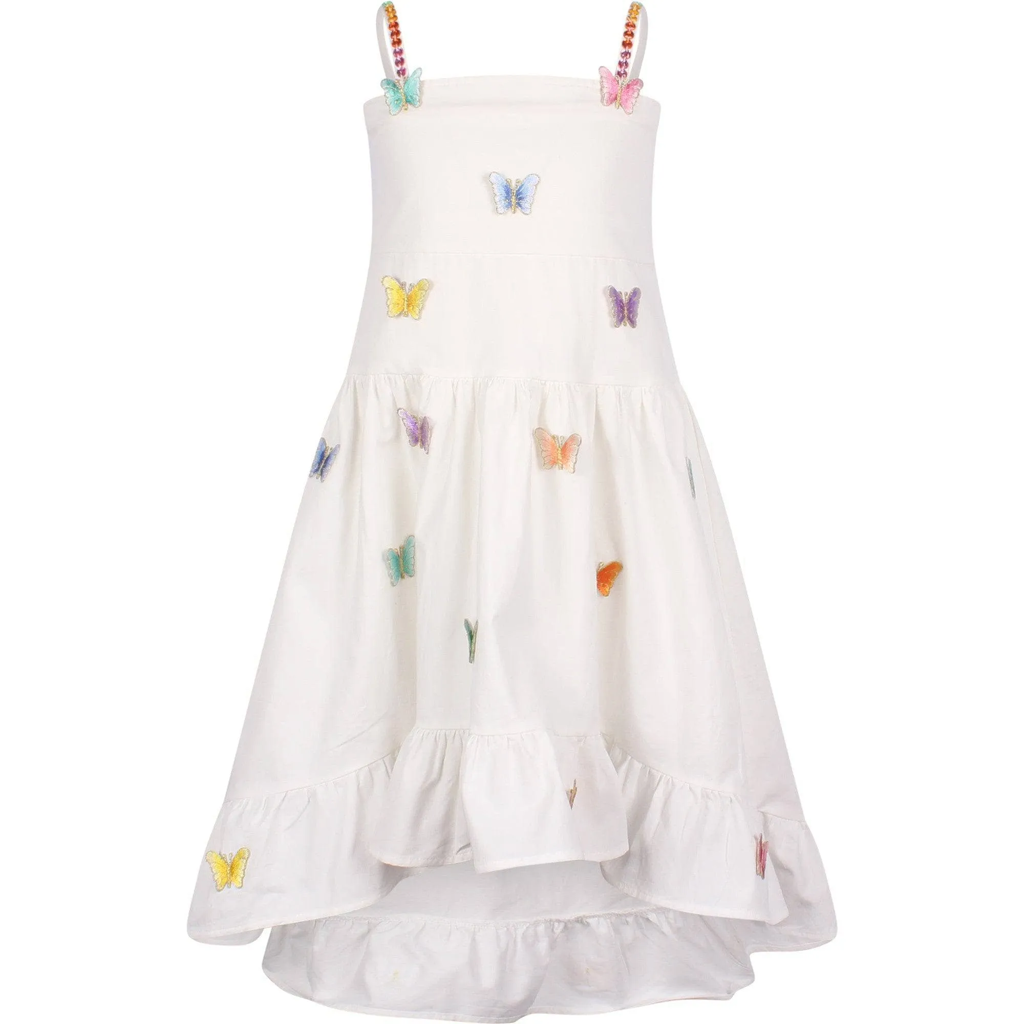 3D Rainbow Butterfly High Low Dress