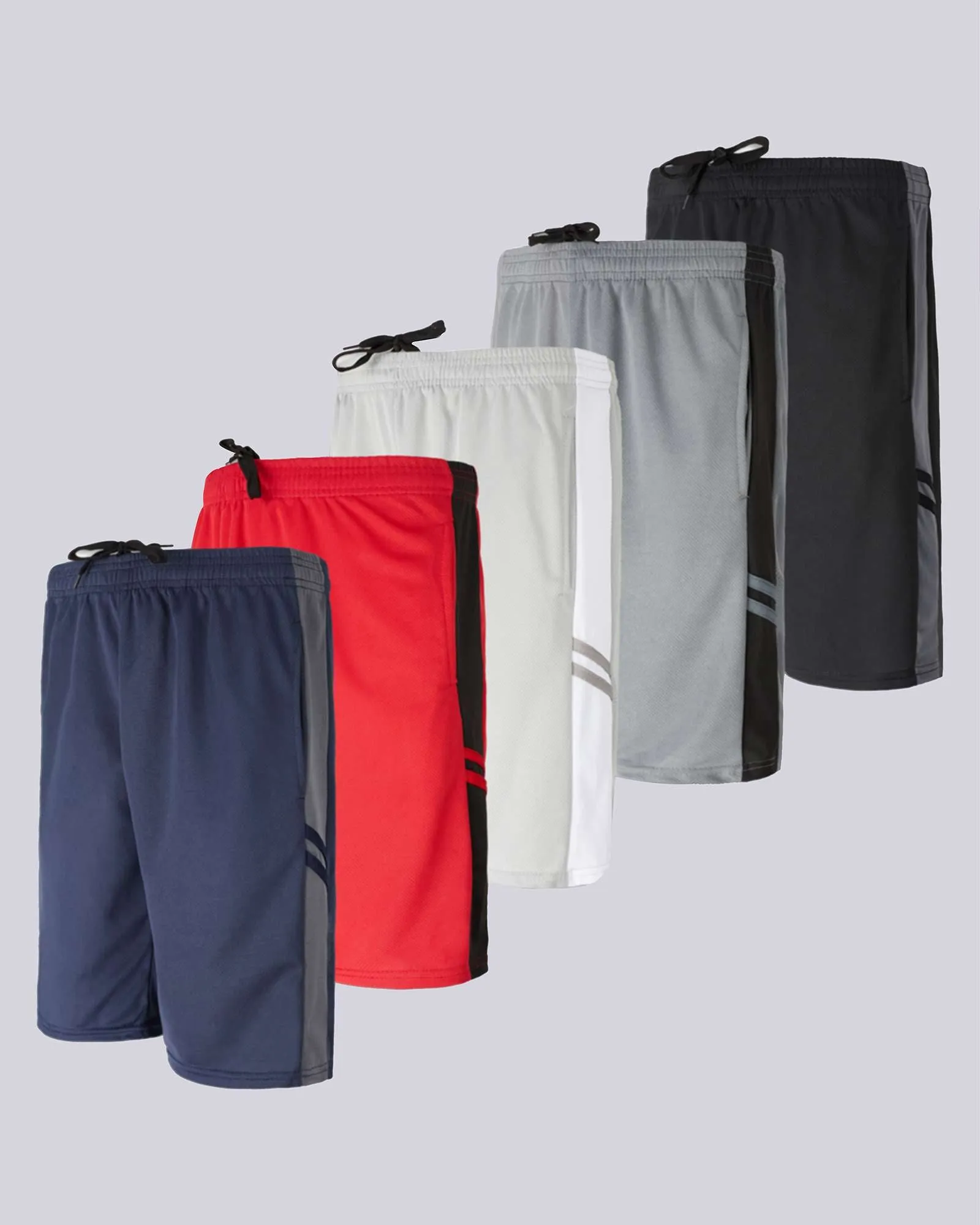 5 Pack: Boys Mesh Active Performance Shorts