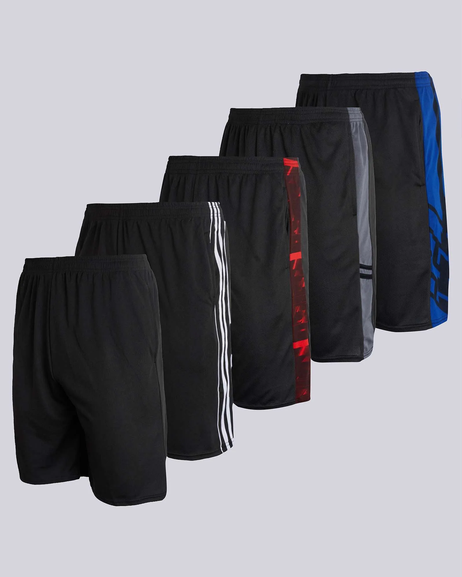 5 Pack: Boys Mesh Active Performance Shorts