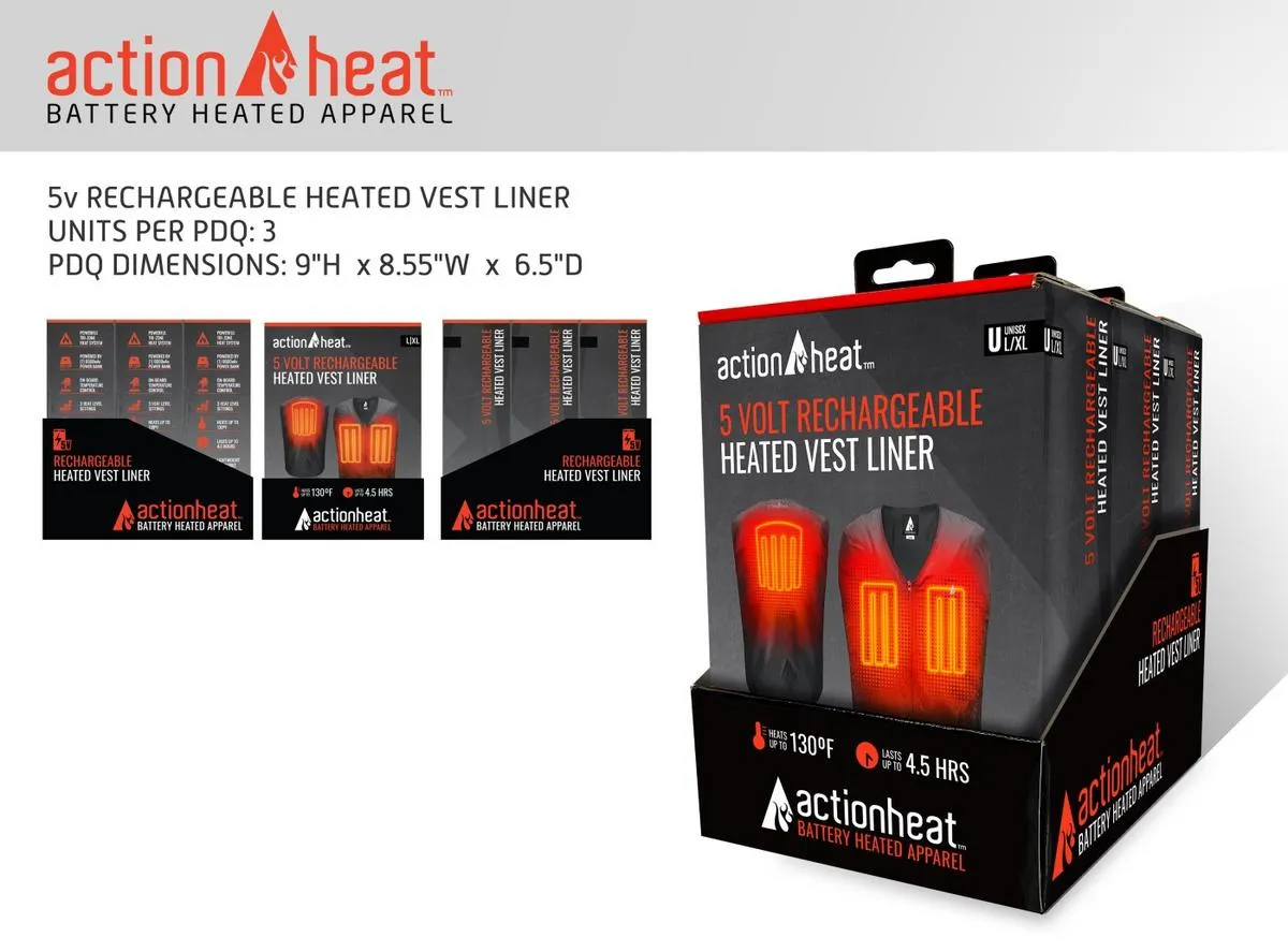 ActionHeat 5V Heated Vest Liner - S/M - 3pk PDQ