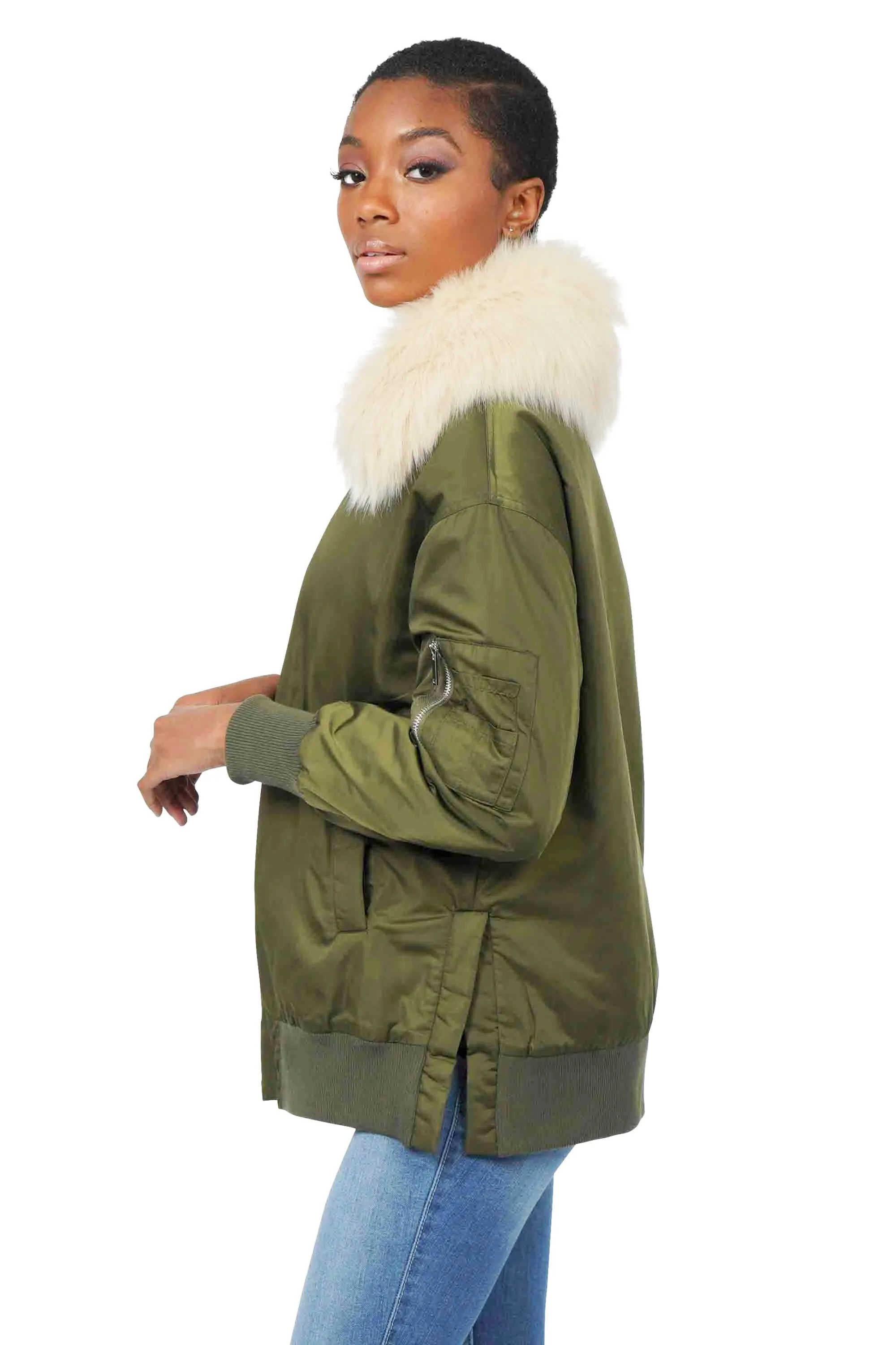 Ada Bomber Jacket with Removable Collar