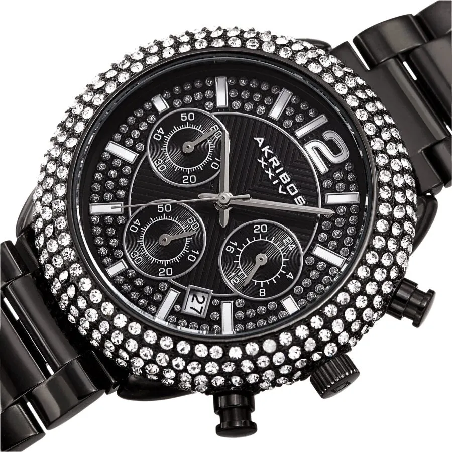 Akribos Xxiv Chronograph Quartz Crystal Black Dial Men's Watch AK1075BK