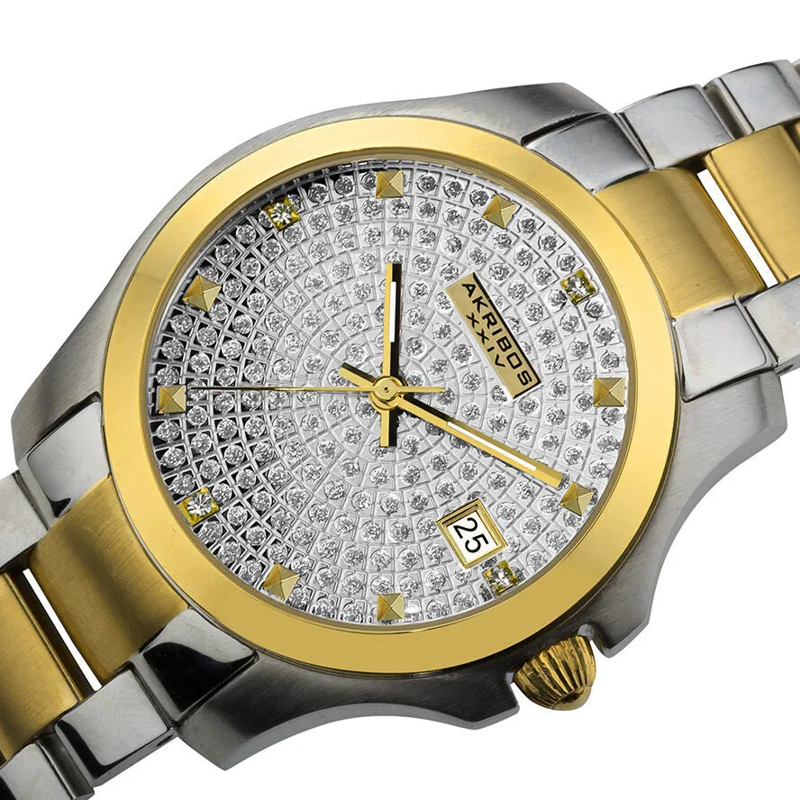 Akribos XxivImpeccable Crystal Pave Dial Two-tone Ladies Watch AK579TT