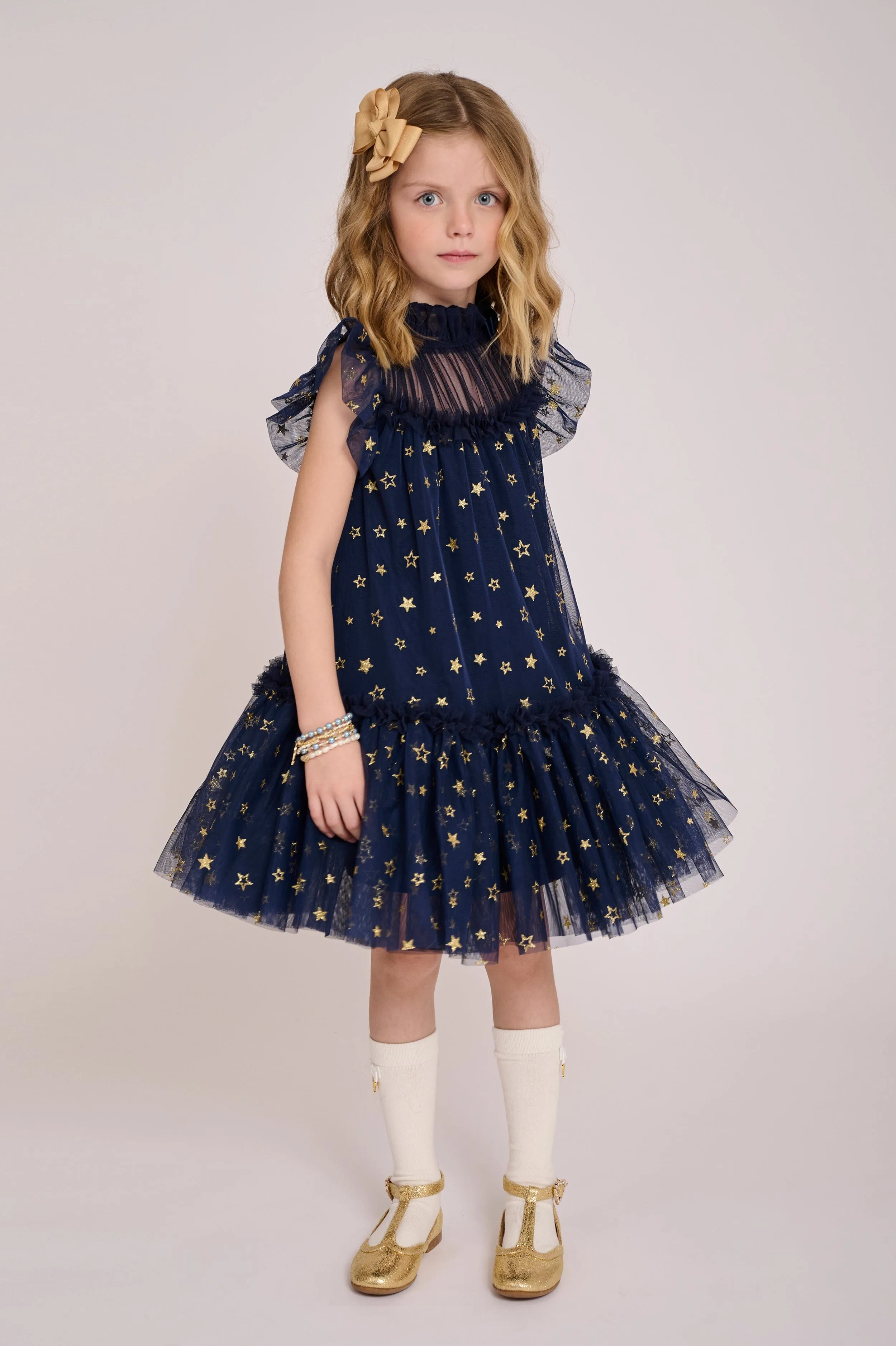 Angels Face Girls Marigold Star Dress in Navy