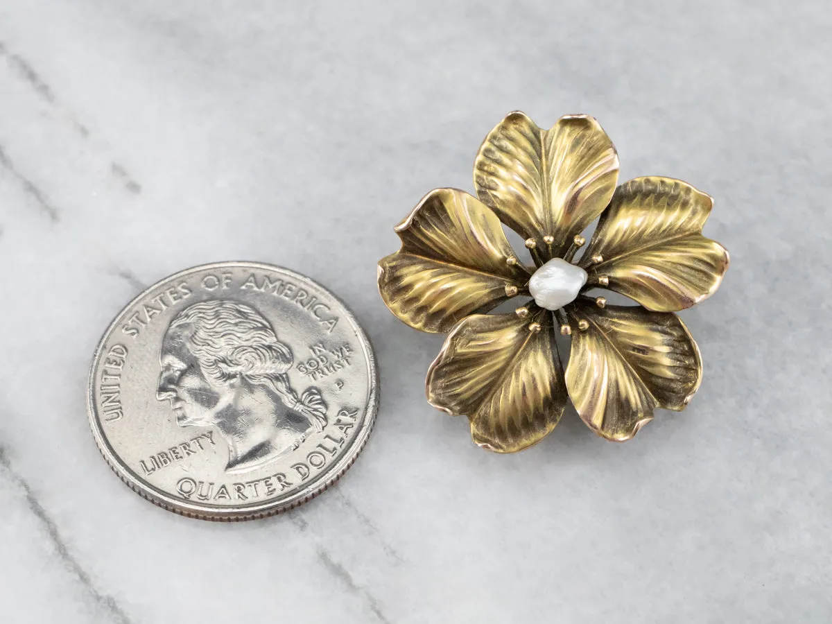 Antique Baroque Pearl Flower Pin or Pendant