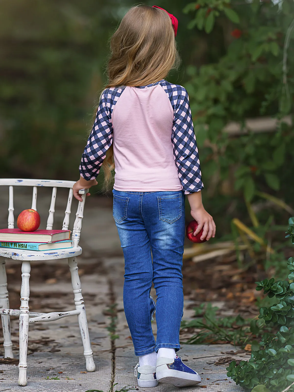 Apple Love Patched Jeans Set