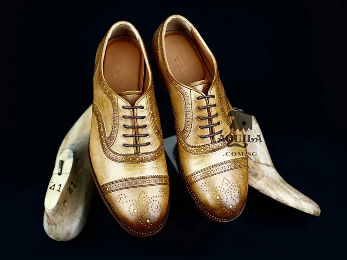 Aquila cap toe oxford brogue shoes