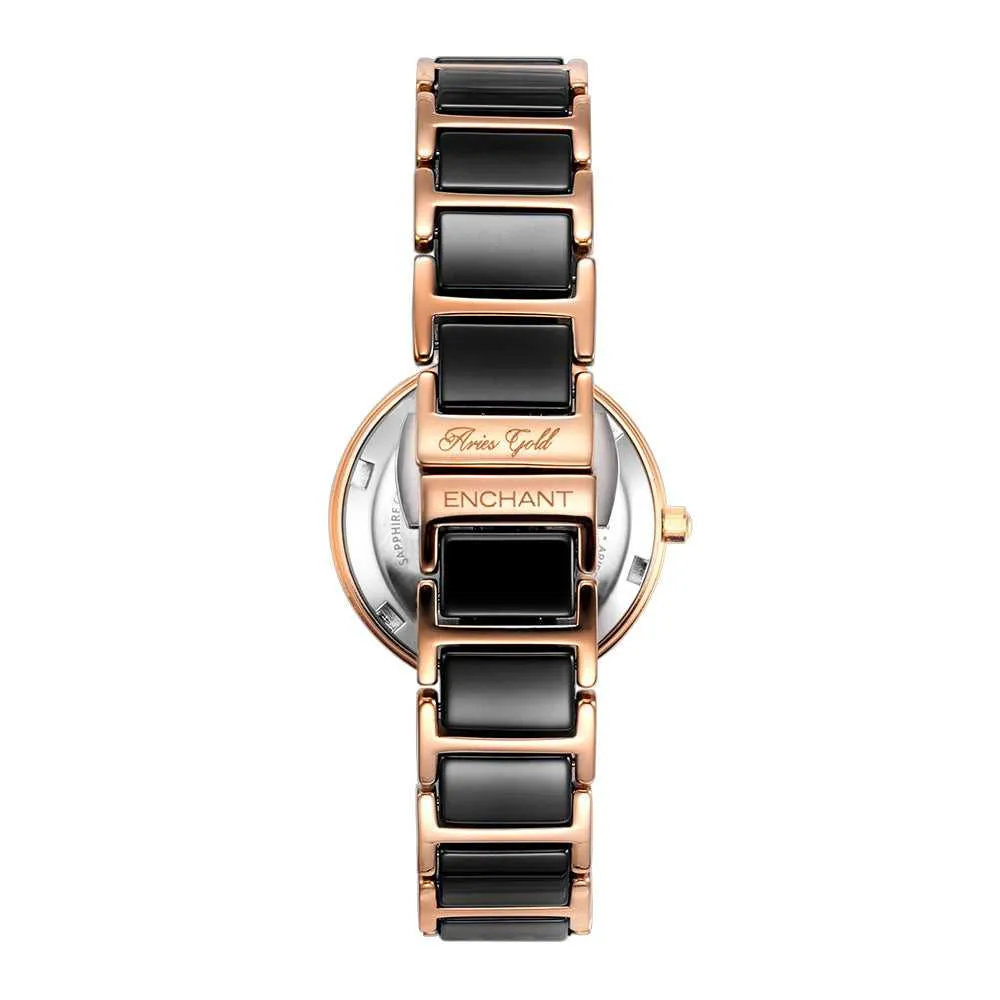 ARIES GOLD ENCHANT L 5037Z RG-BK BLACK CERAMIC WOMEN'S WATCH