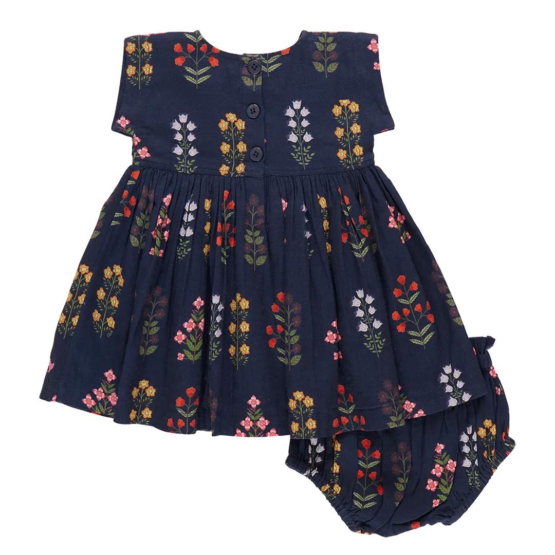 Baby Girls Marie Dress Set - Navy Field Floral