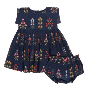 Baby Girls Marie Dress Set - Navy Field Floral