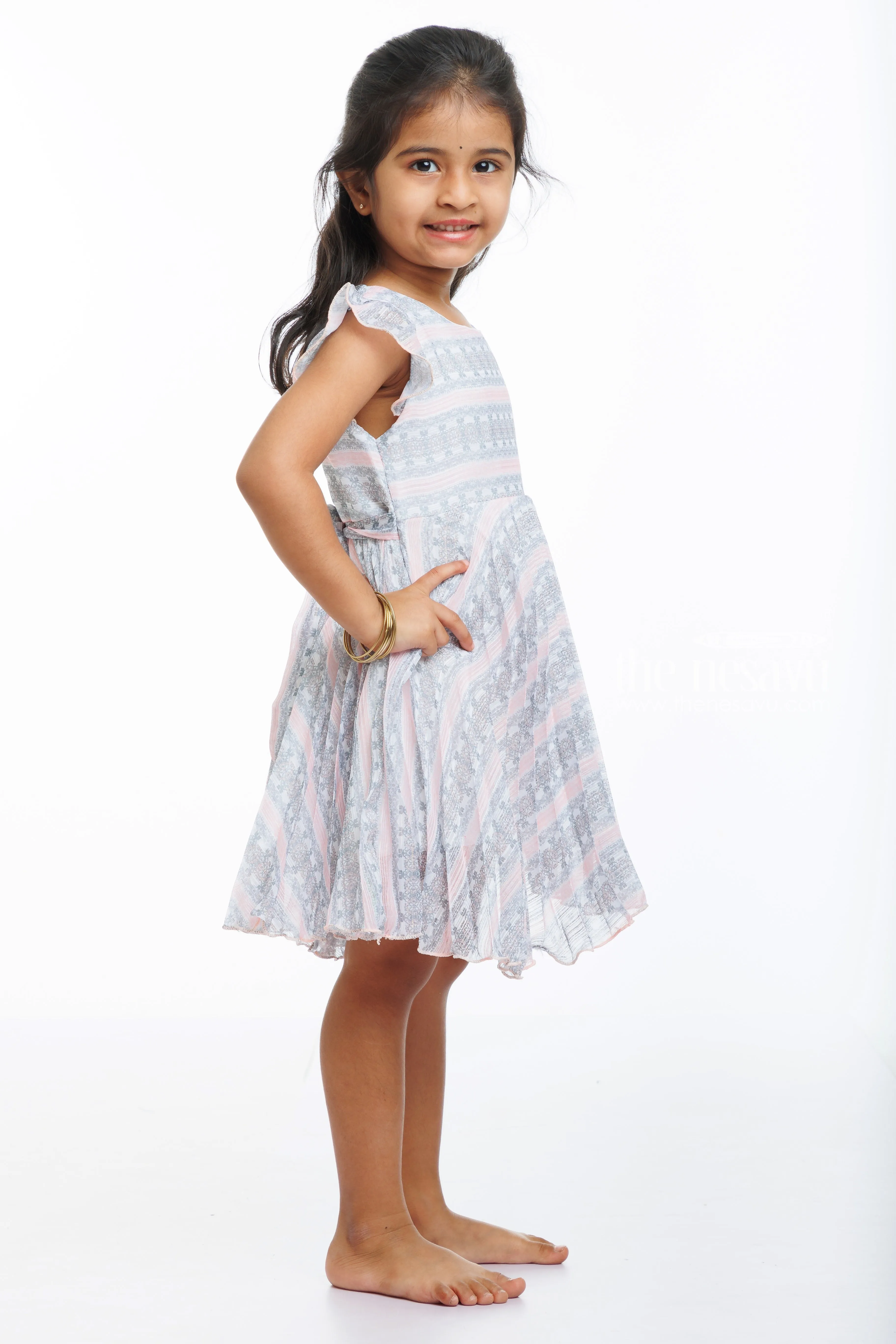 Baby Girls Whimsical Floral Stripe Summer Dress - Ethereal Comfort