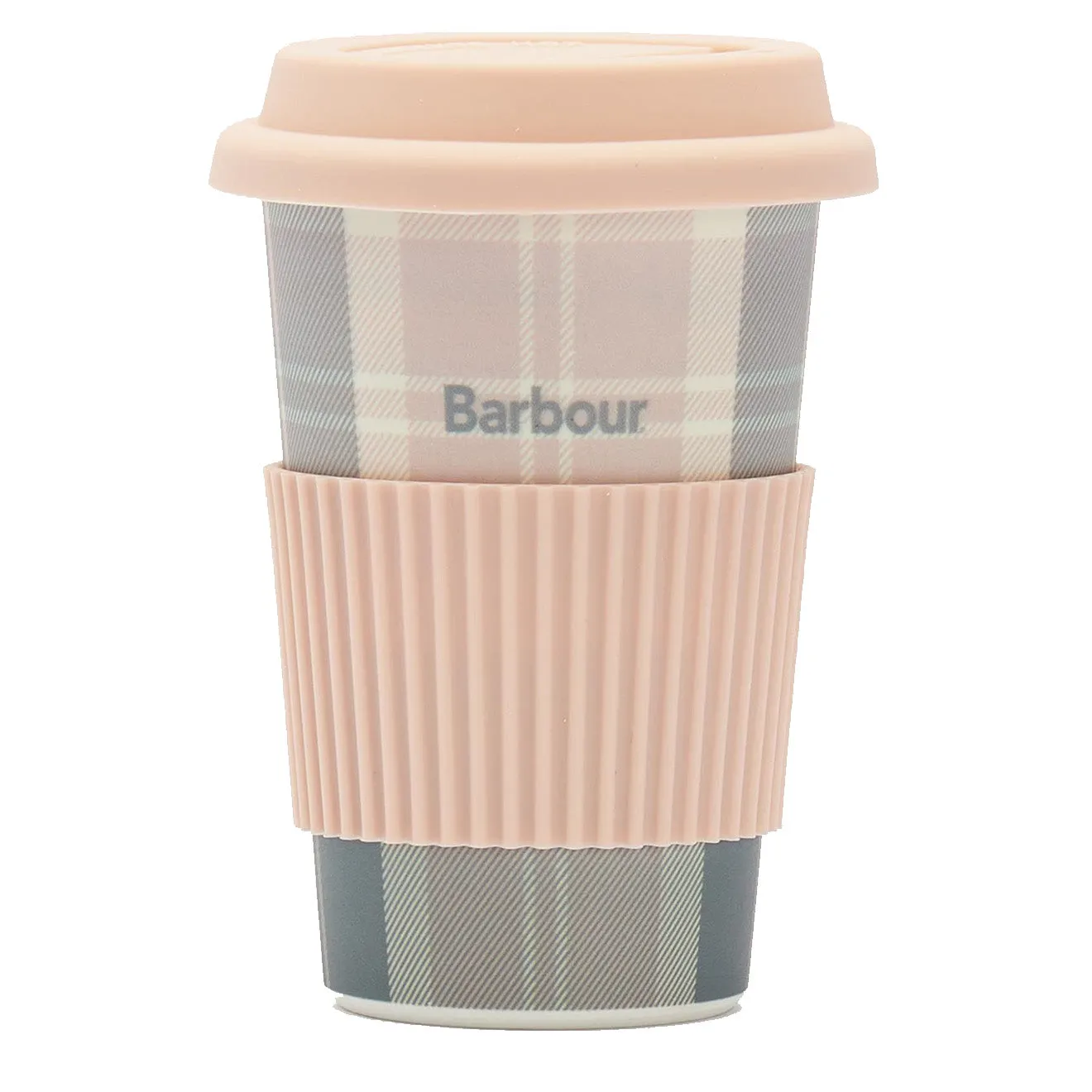 Barbour Reusable Tartan Travel Mug Pink / Grey Tartan