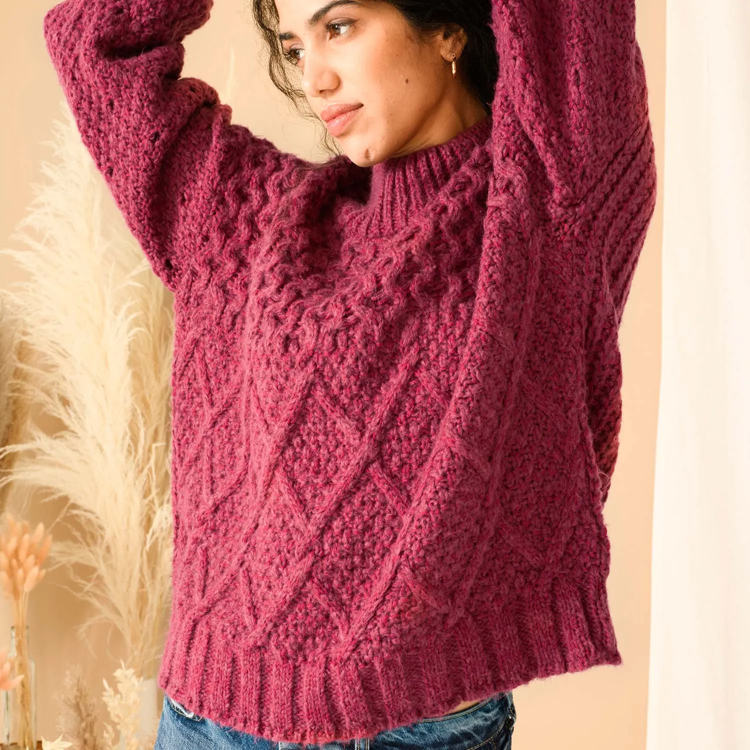 Bella Cable Jumper - Berry