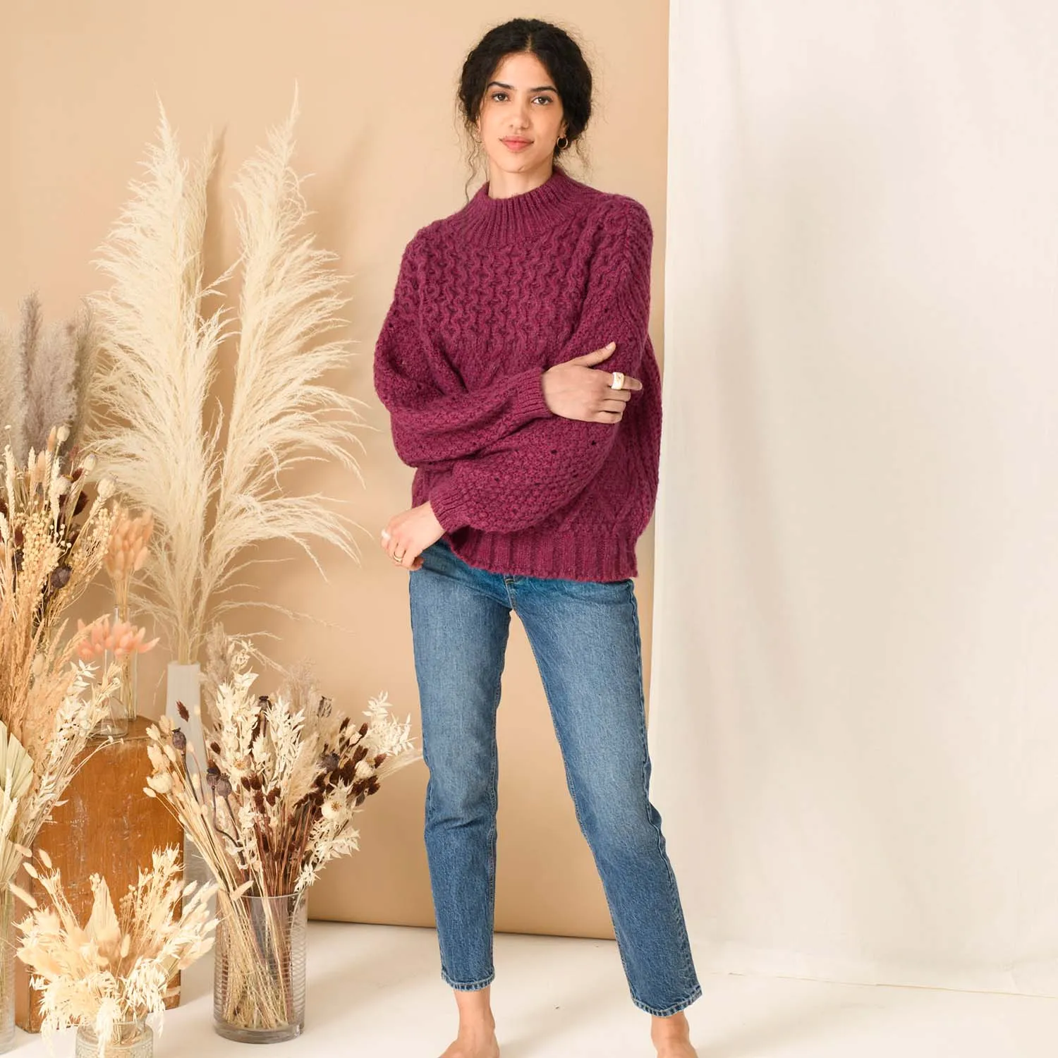 Bella Cable Jumper - Berry