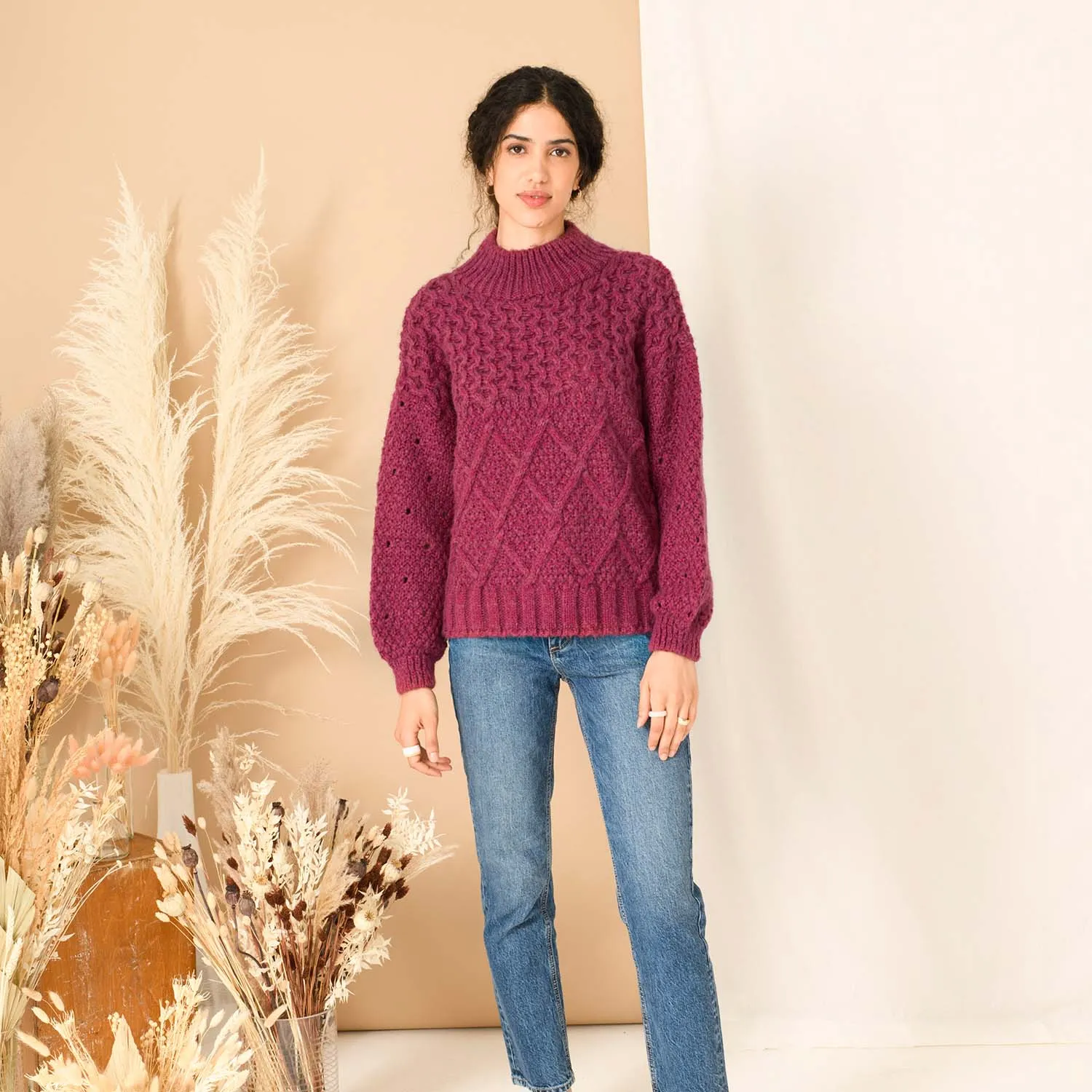 Bella Cable Jumper - Berry