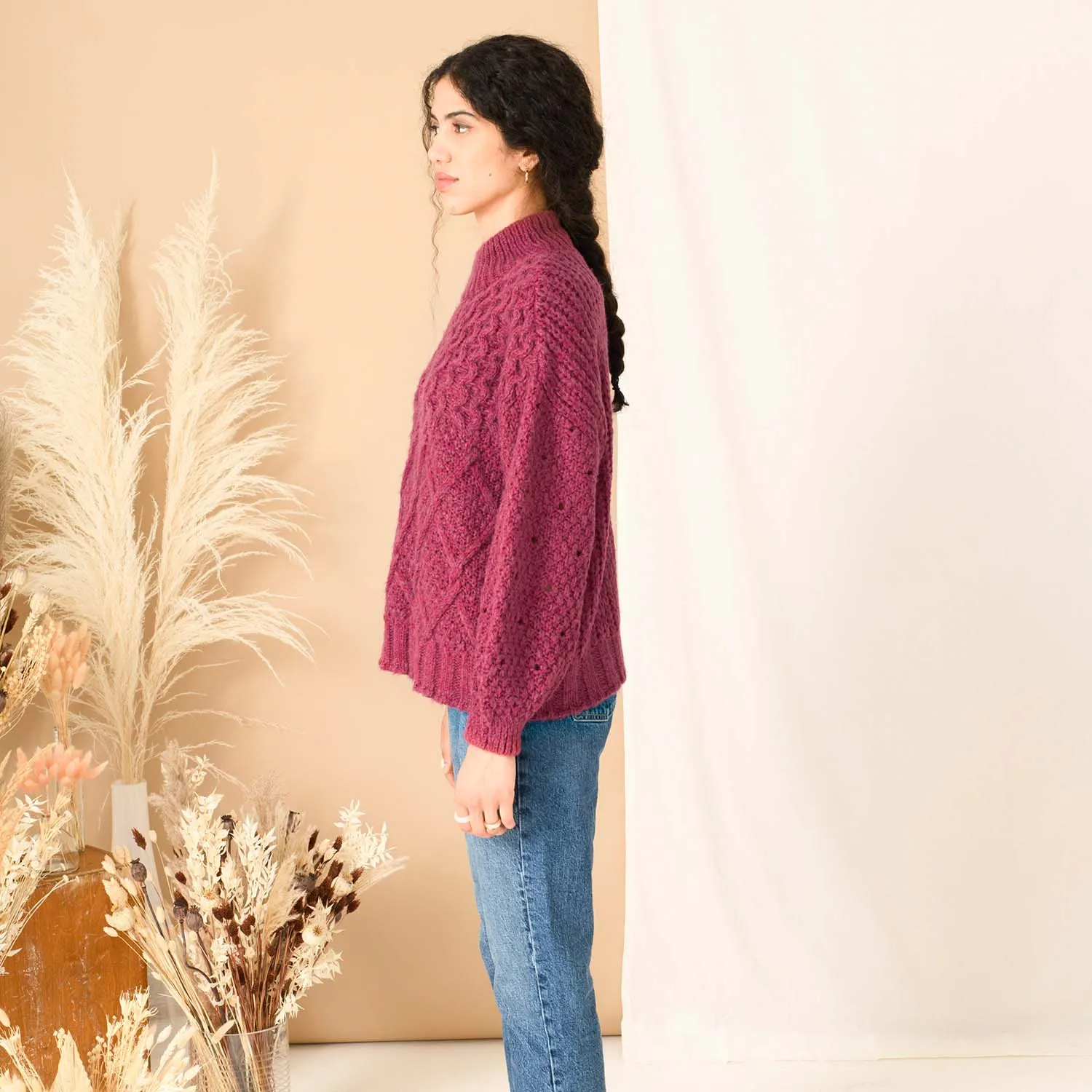 Bella Cable Jumper - Berry