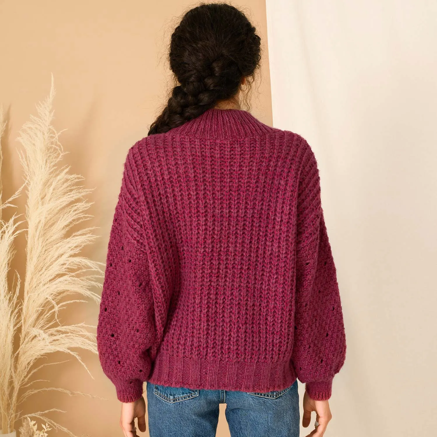 Bella Cable Jumper - Berry