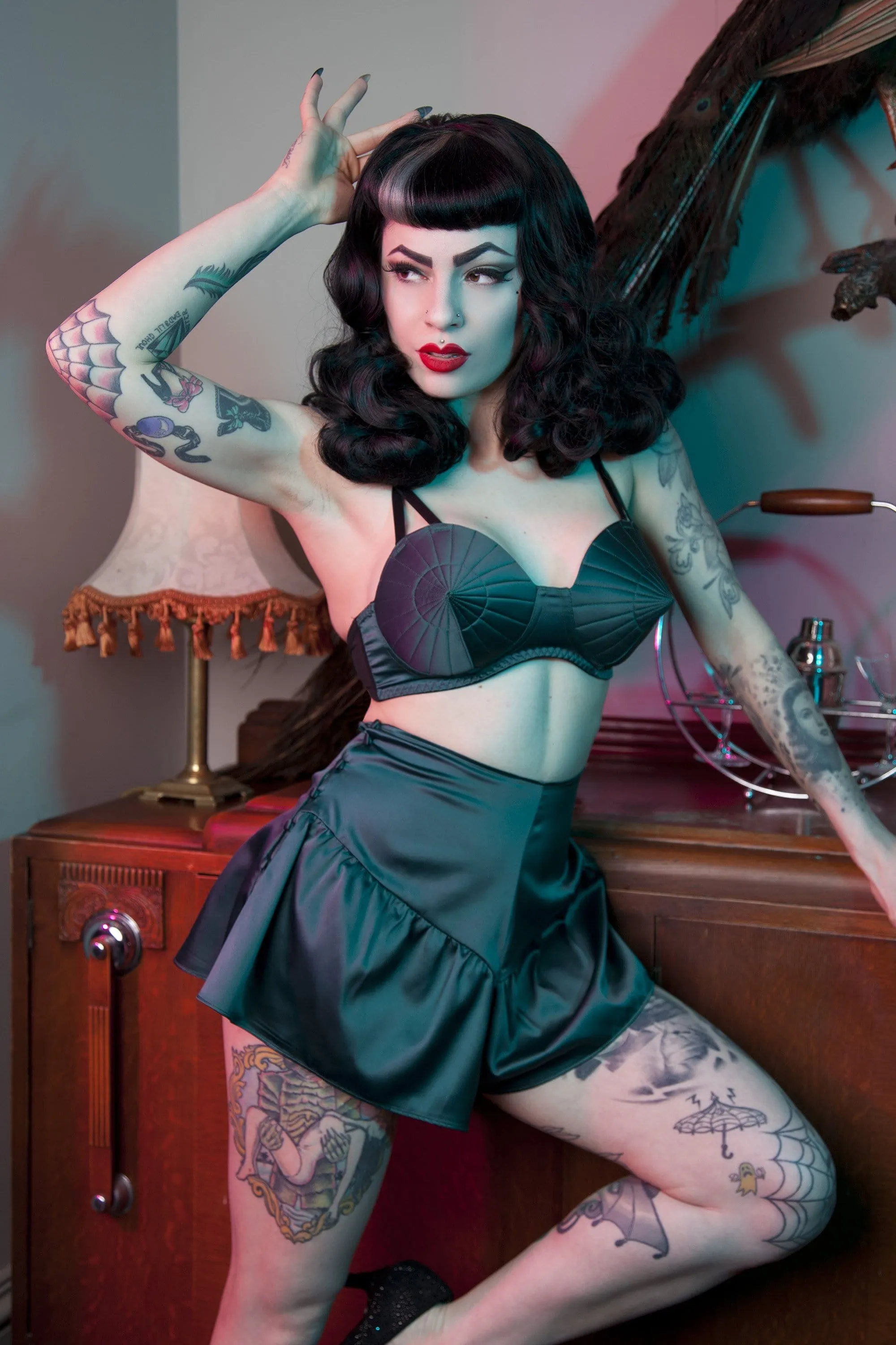 Bettie Page Teal Retro Futuristic Bullet Bra