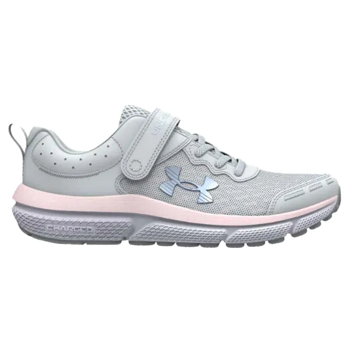 Big Girl Under Armour Assert 10 AC Wide in Halo Gray/Pink Sugar/Iridescent