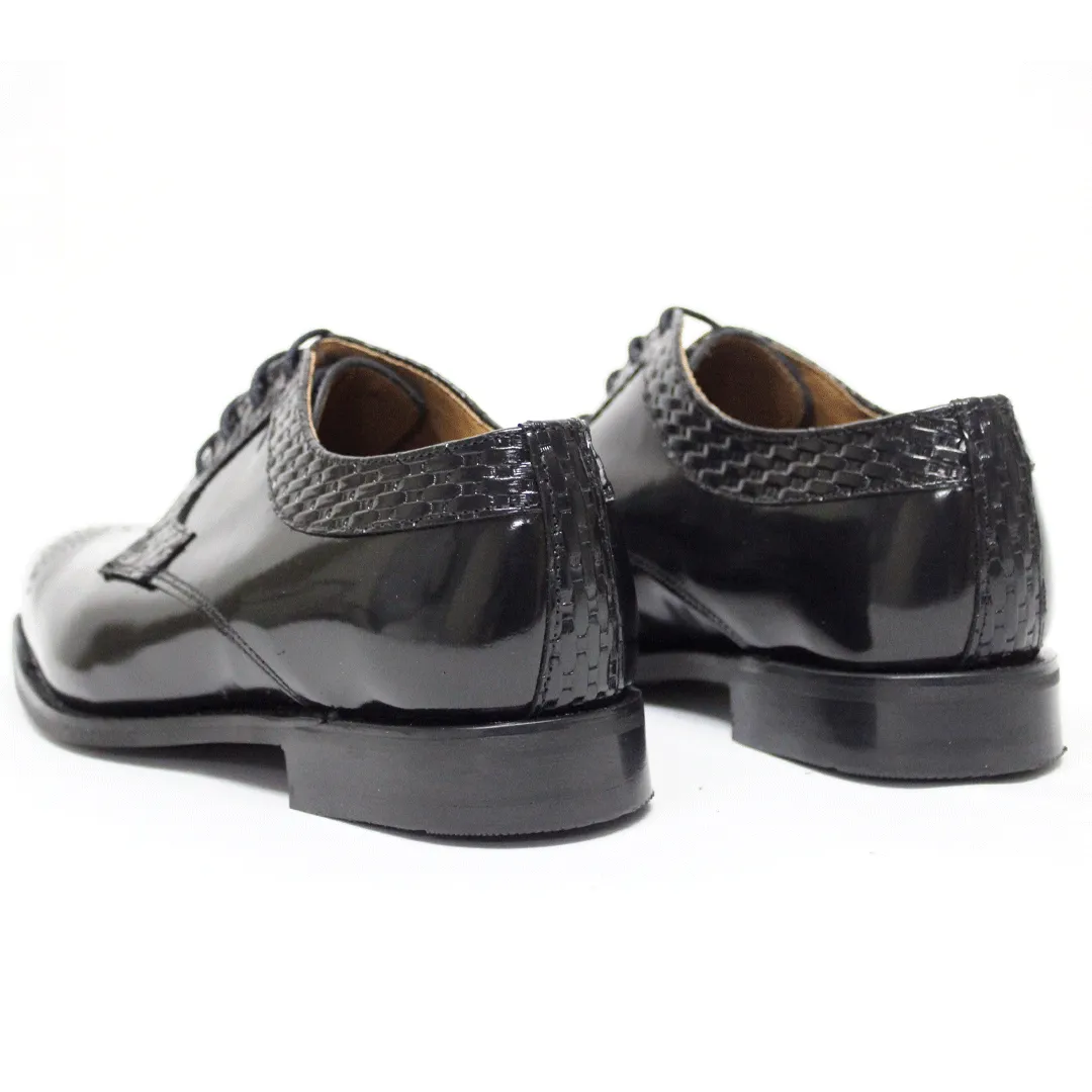 Bishop Black Leather Semi Brogue Shoe