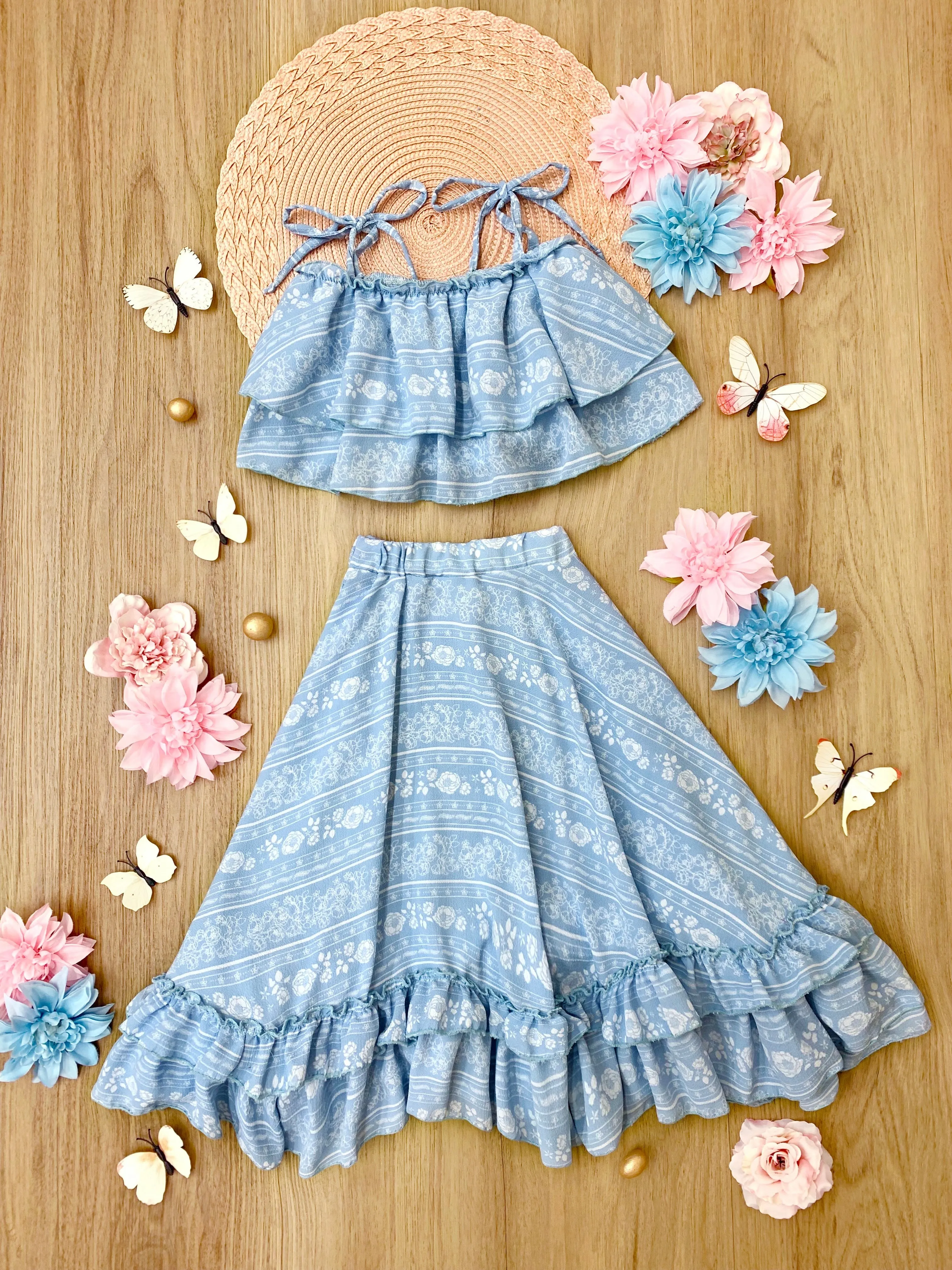 Born to Bloom Ruffle Maxi Skirt Set