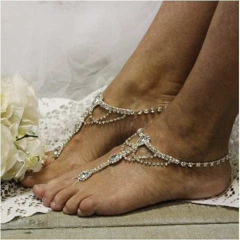 BRIDE  wedding  barefoot sandals - silver