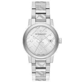 Burberry BU9037 The City Engraved Checked Steel 38mm Watch