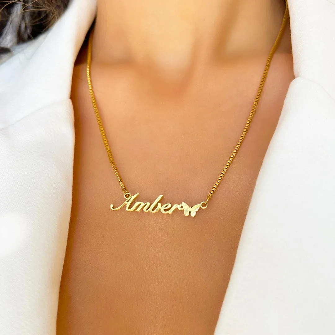 Butterfly name necklace