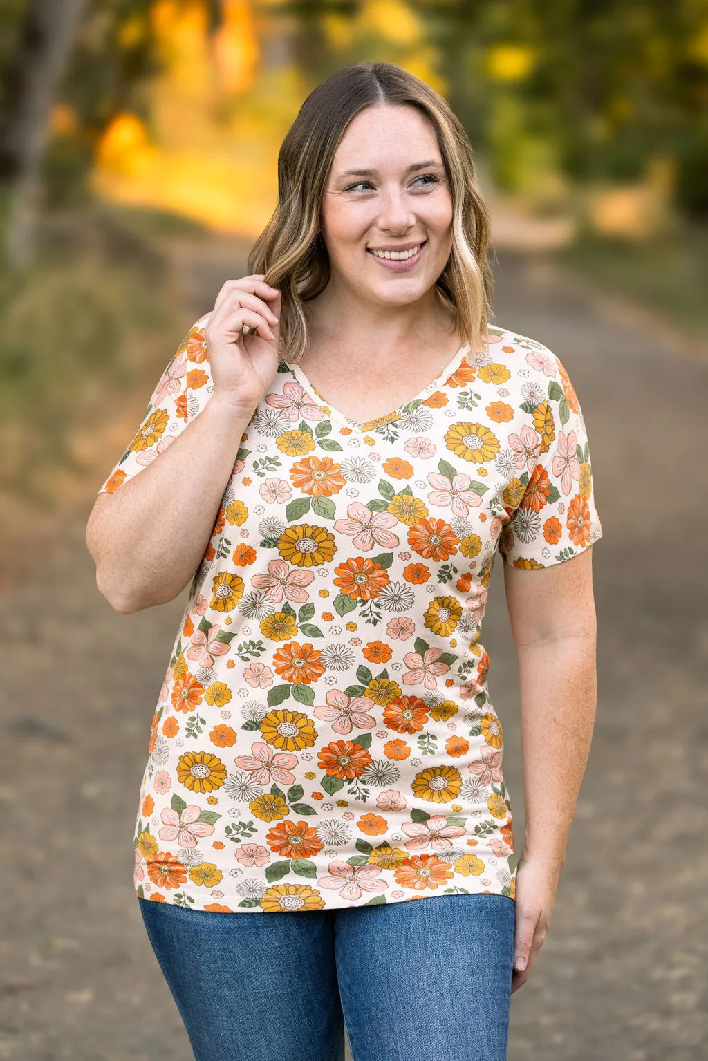 Chloe Cozy Tee - Fall Boho Floral by Michelle Mae