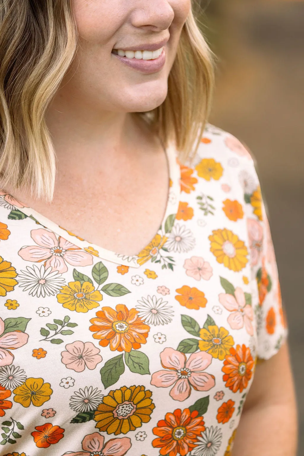 Chloe Cozy Tee - Fall Boho Floral by Michelle Mae