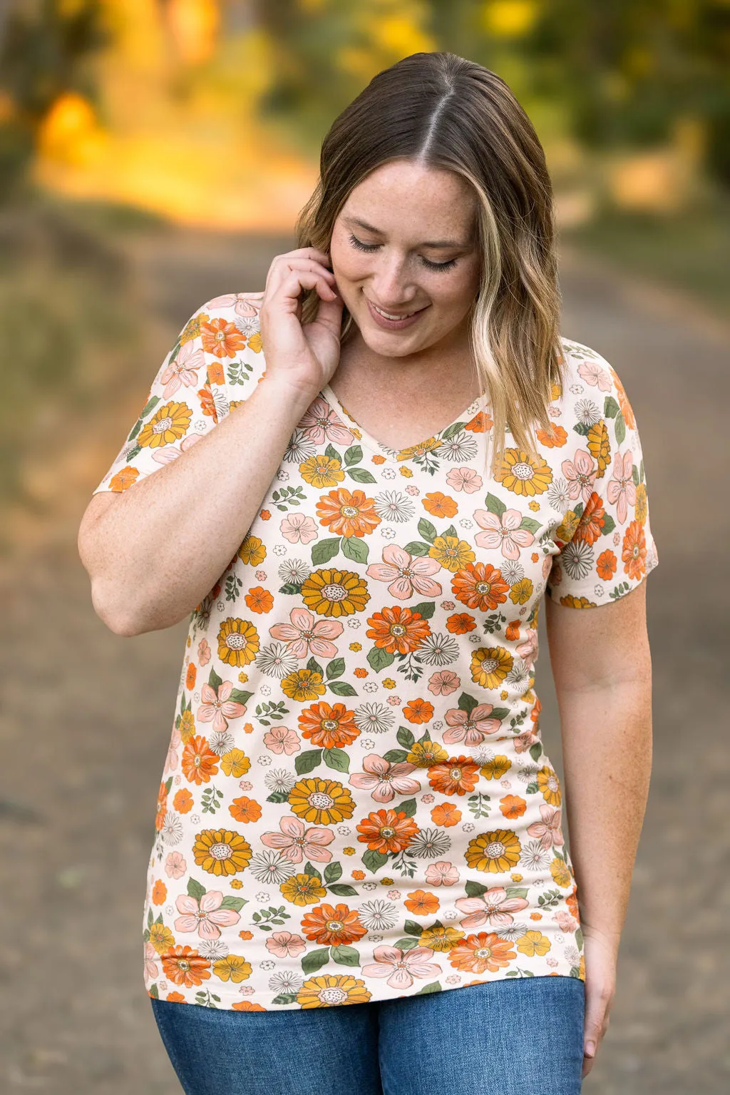 Chloe Cozy Tee - Fall Boho Floral by Michelle Mae