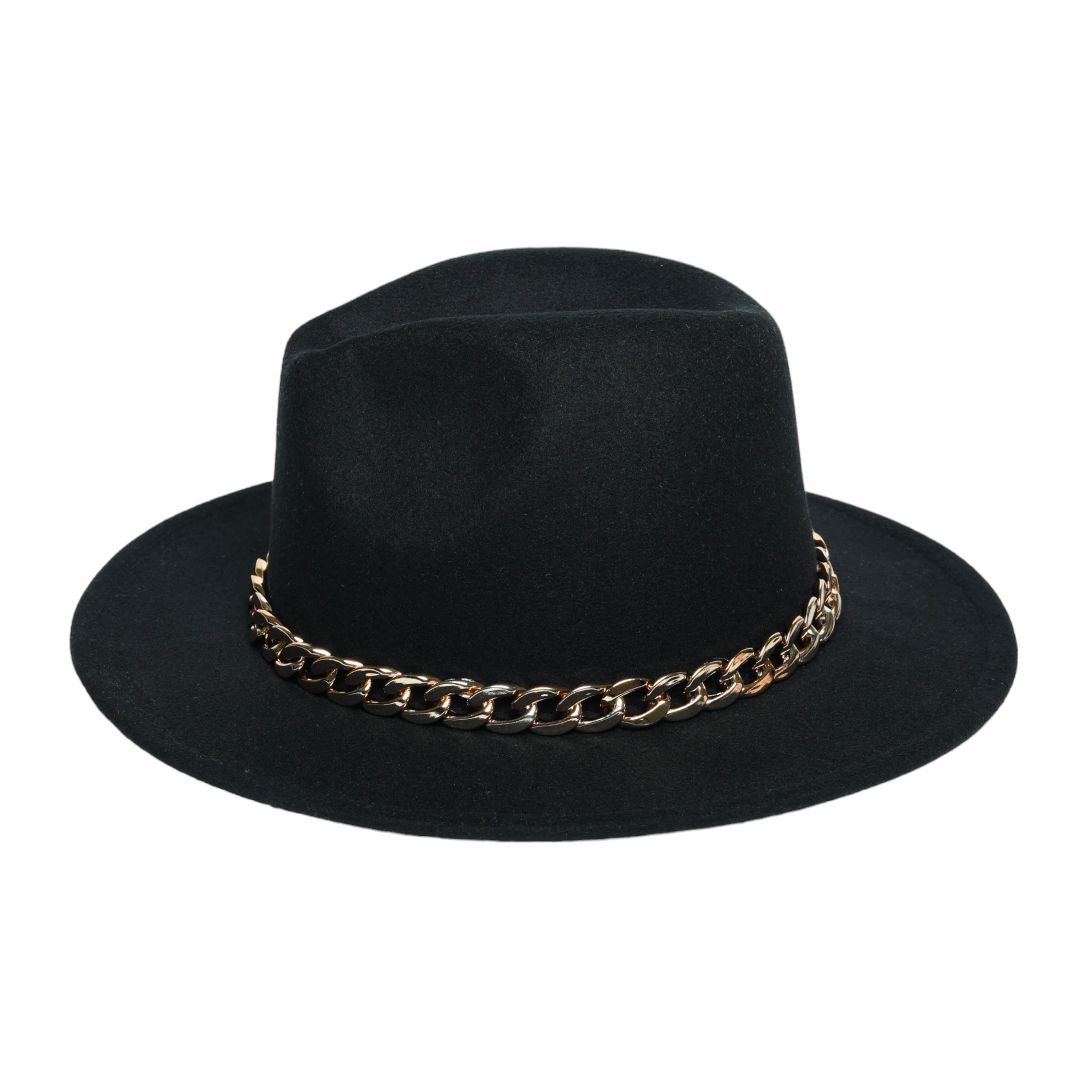 Chokore Classic Fedora Hat with Stylish Chain Belt (Black)