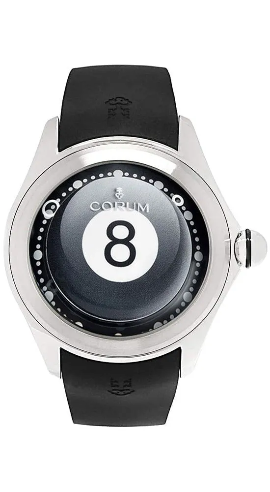 Corum Big Bubble 8 Billiard Ball Limited Edition Titanium Automatic Black Rubber Strap Mens Watch 390.101.04/0371 BA08