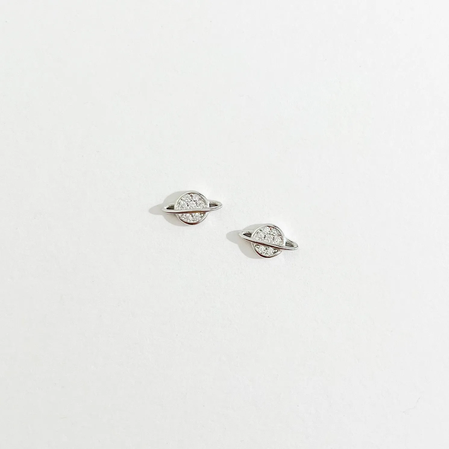 Crystal Saturn Stud in Silver