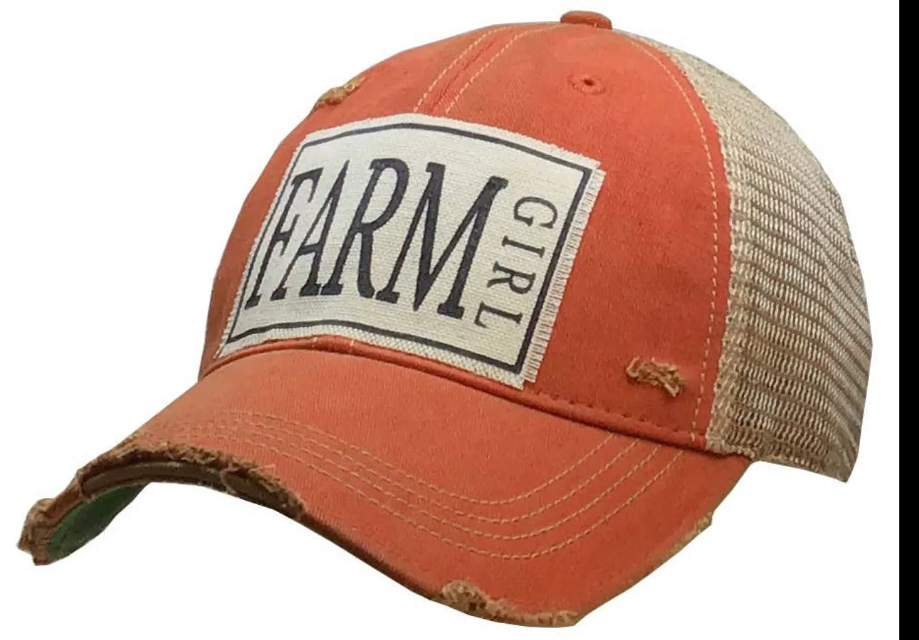 Farm Girl Distressed Trucker Cap