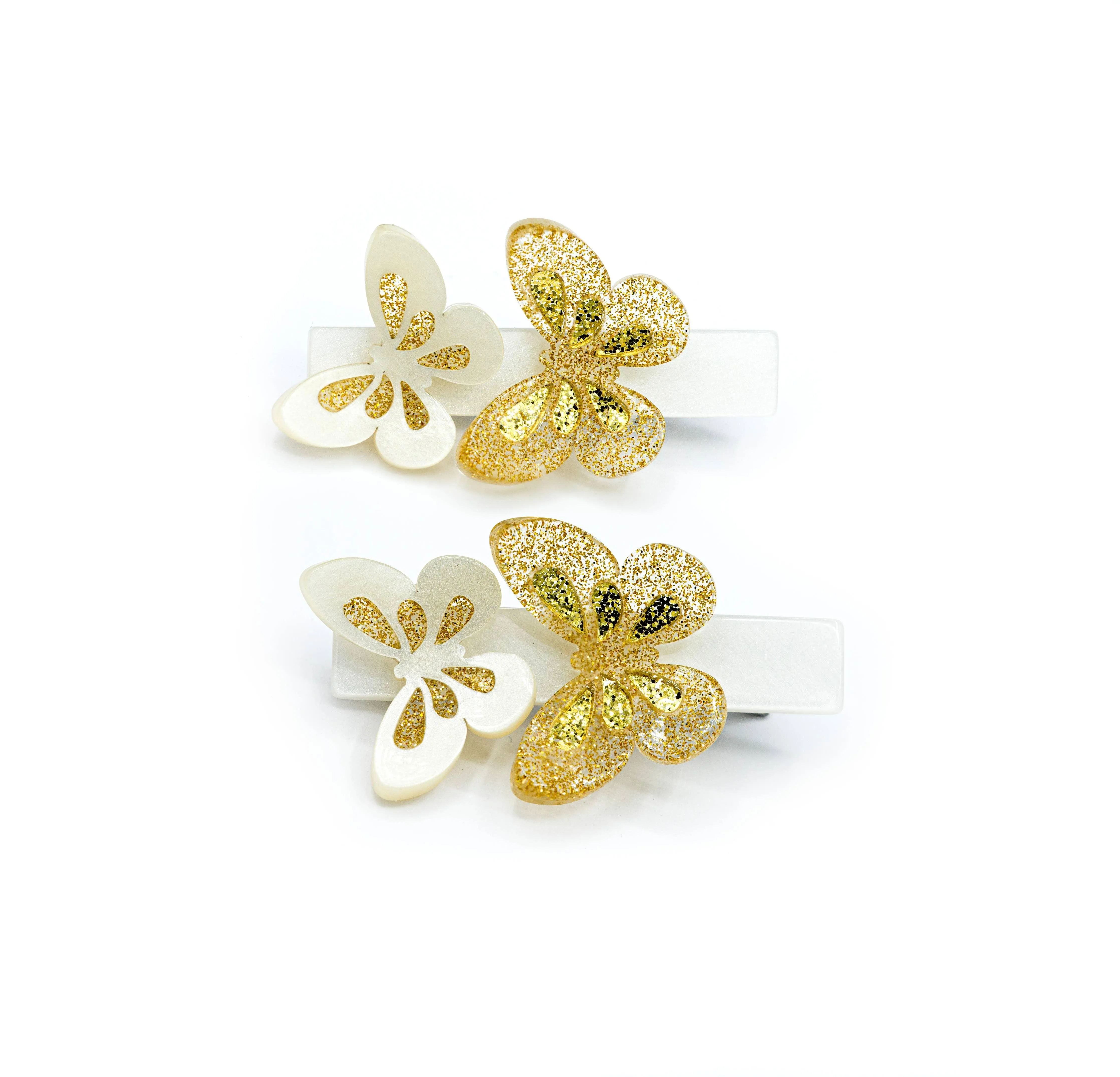 Gold Butterflies Hair Clips