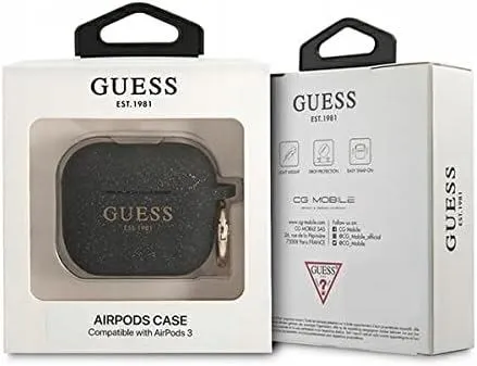 Guess Silicone Glitter Case for Airpods 3 Black - GUA3SGGEK