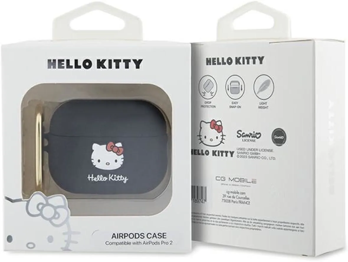 Hello Kitty 3D Kitty Head Silicone Case for Airpods Pro 2 Black - HKAP23DKHSK