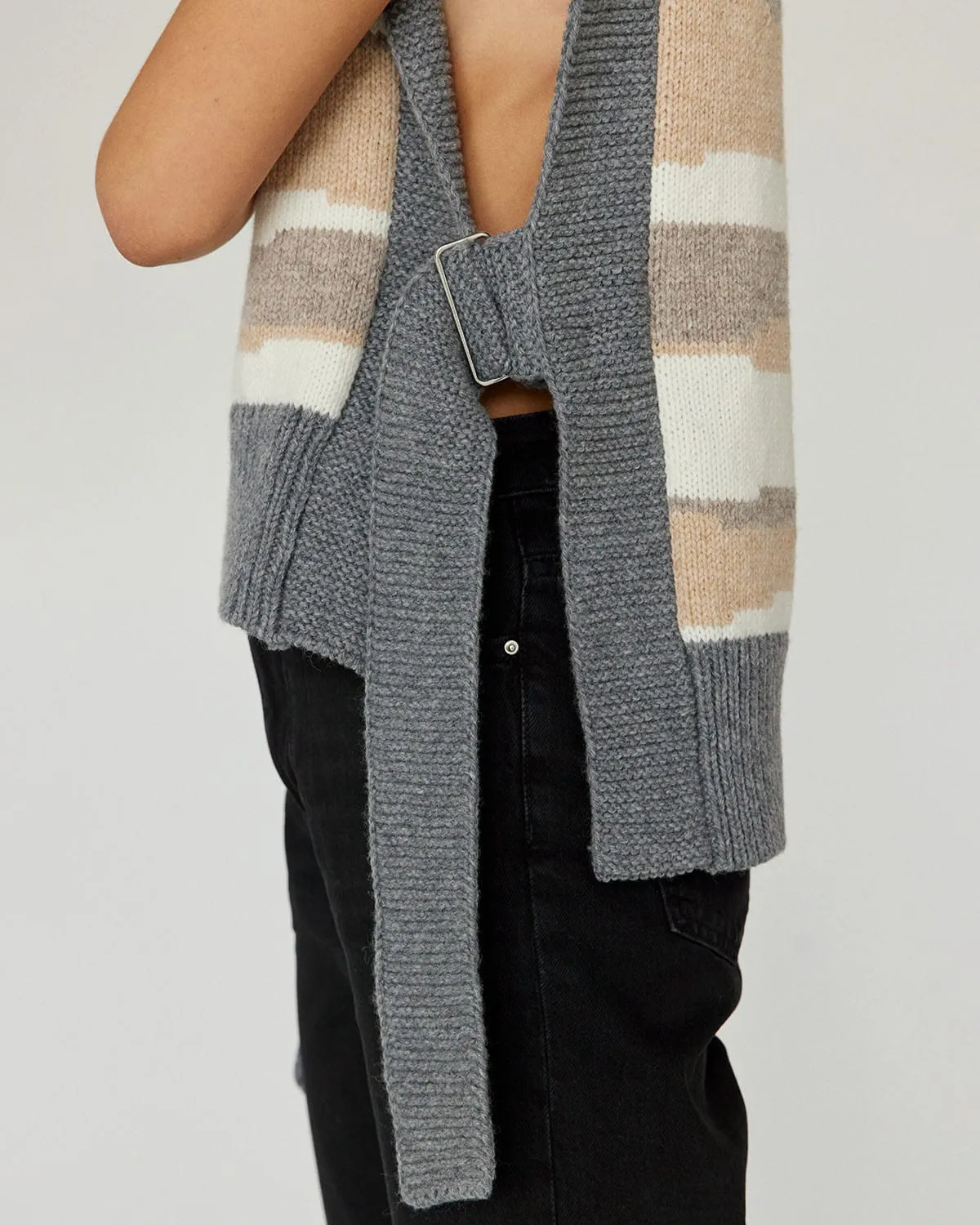 Kalvos: Striped Grey Merino Wool Vest