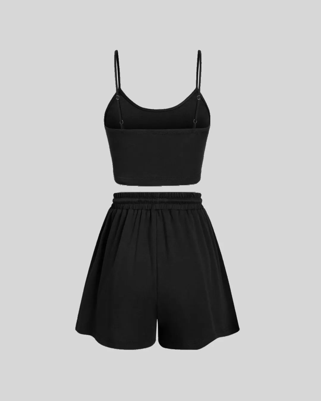 Loungewear Basic Set Of Two Lounging Shorts With Top In Black