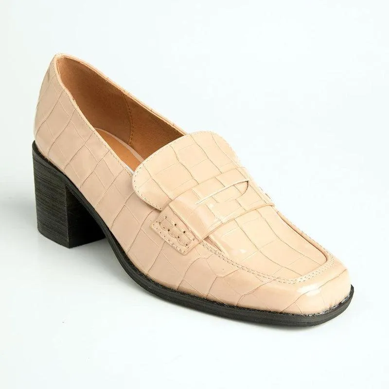 Madison Cindy Block heel Loafer - Nude