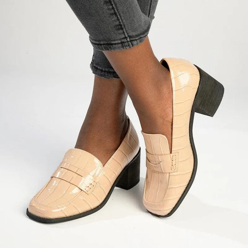 Madison Cindy Block heel Loafer - Nude