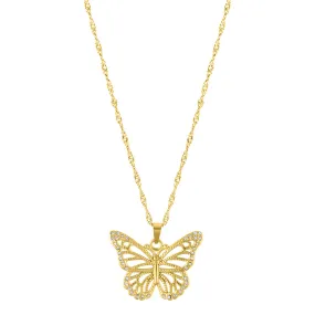 Pave Butterfly Necklace gold