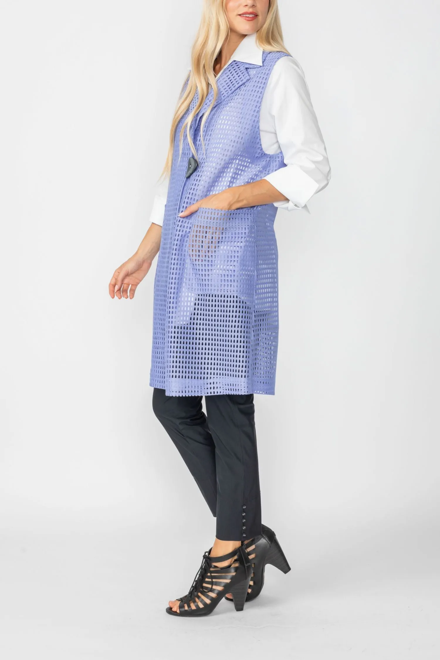 Periwinkle Tailored Long Vest