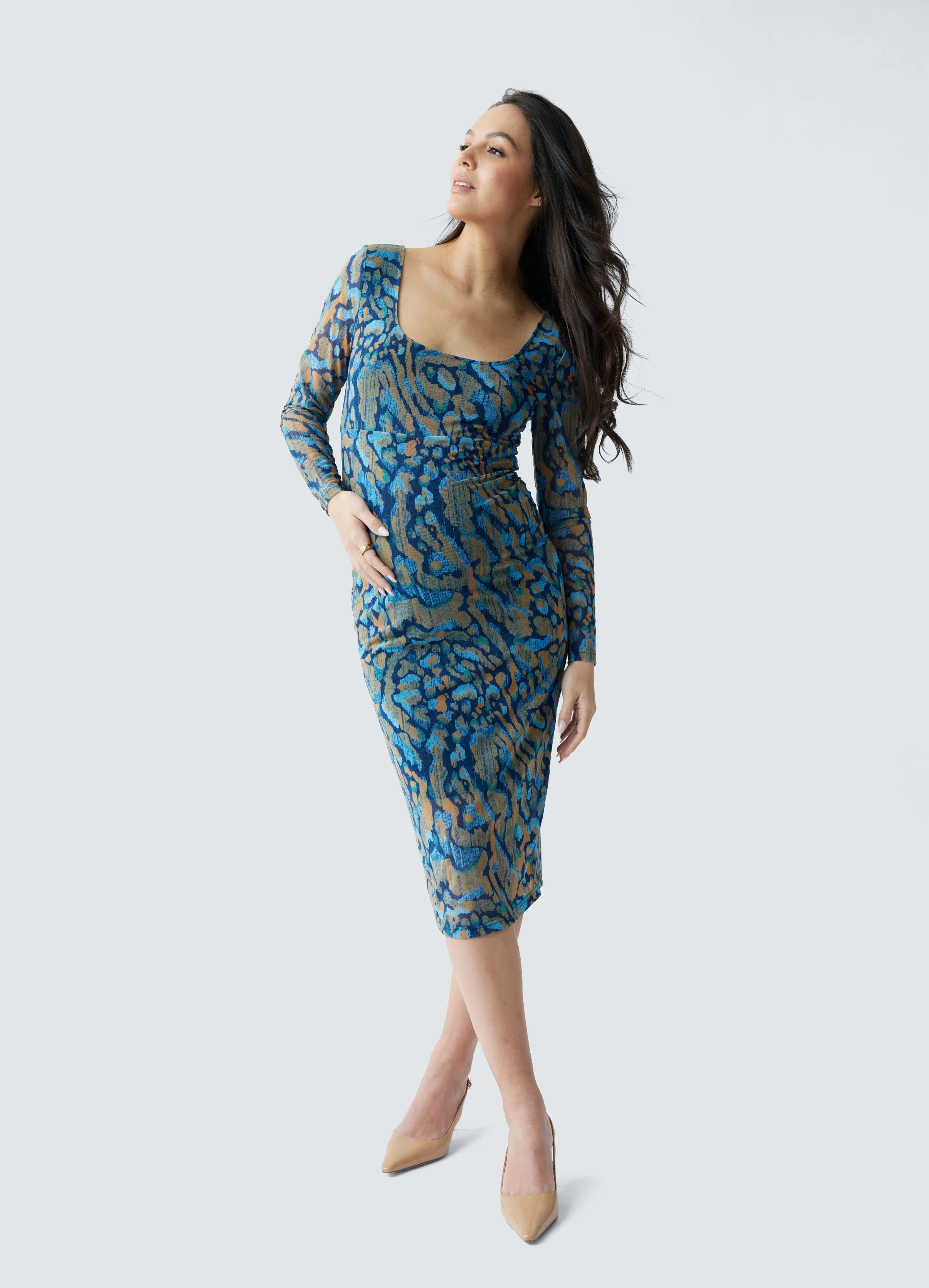 The Icon Mesh Maternity Midi Dress