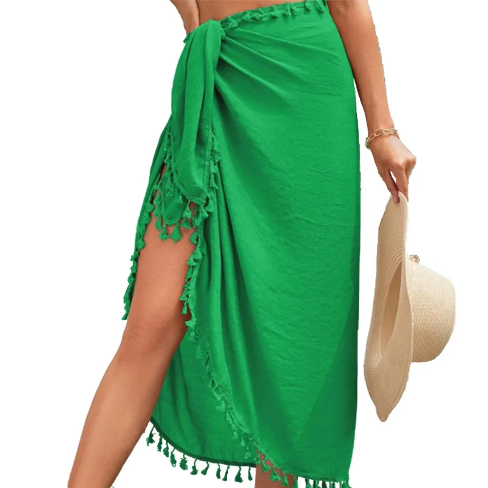 Women Sarongs Beach Wrap Sun Protection Solid Color Quick-drying Chiffon Bikini Cover Up For Beach Party